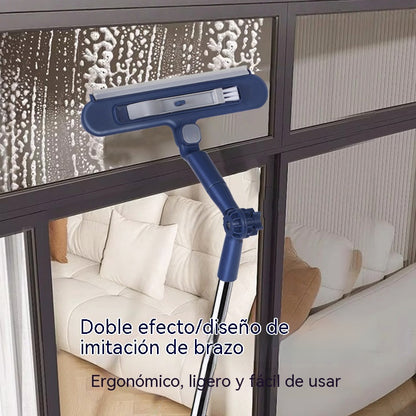 🧼✨ Escobilla de goma 2 en 1 de doble cara📏 con mango extendido, adecuada para limpiar ventanas de edificios altos.