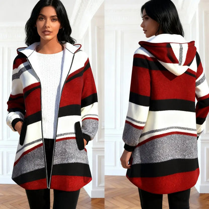 💕49% DE DESCUENTO - Nueva chaqueta holgada con capucha y rayas para mujer (tallas S-3XL)