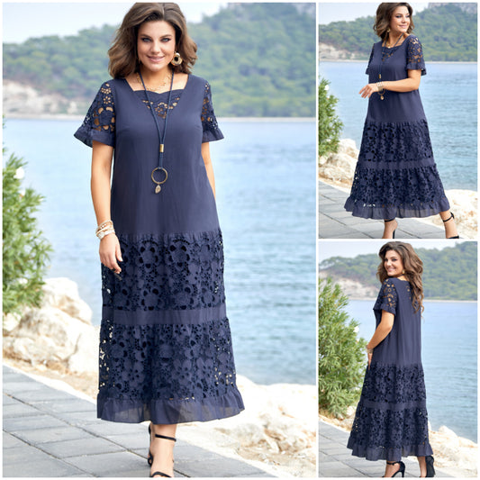 ✨【S-5XL】Dolga čipkasta obleka, elegantna in modna