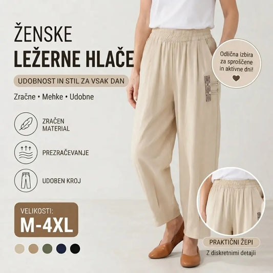 🔥【M–4XL】 👖 Lahke in zračne poletne hlače iz bombaža in lana - moderne ležerne hlače do gležnjev