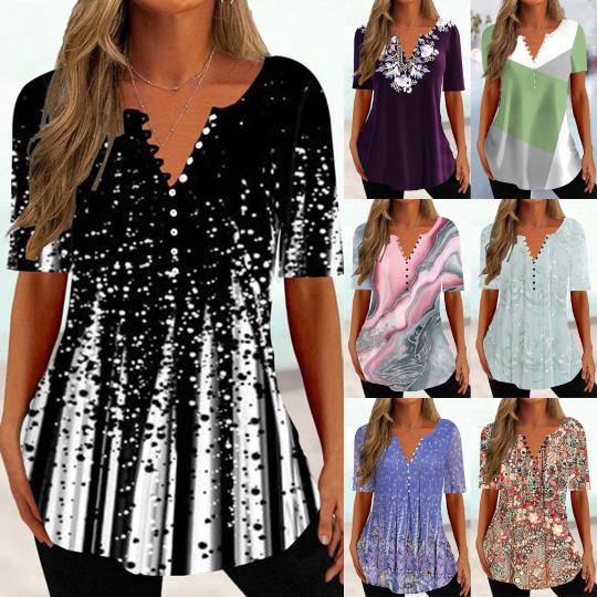 💟[M-6XL] Nova poletna ženska majica z v-izrezom s kratkimi rokavi 3710598