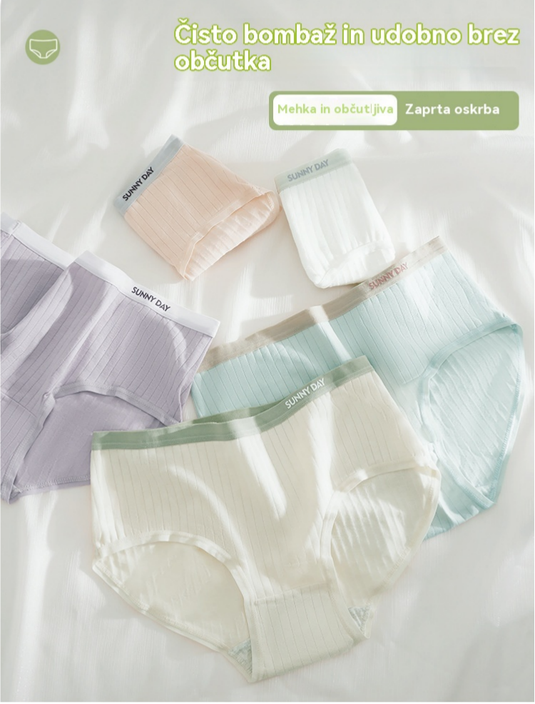 💥【Paket 6 kosov】💦✨Preprosto, decentno, udobno spodnje perilo iz čistega bombaža z visokim pasom