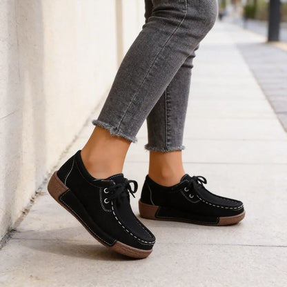 🔥【DESCUENTO DEL 45 %】Nuevas zapatillas de cuero con cordones para el tiempo libre del año 2026.