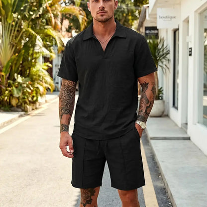 [M-3XL] Traje de lino informal de verano para hombre, tejido transpirable, corte holgado, una prenda imprescindible para el verano.