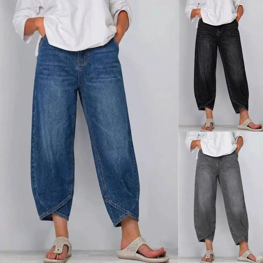 🌿👖【Vylepšený denim, měkký a prodyšný】 módní volné džíny pro volný čas