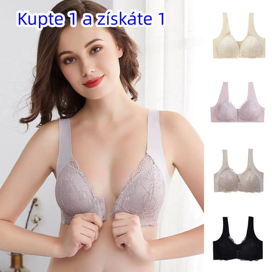 【Clearance sale】🔥 Kupte 1 a získáte 1 🔥 Krajková podprsenka velké velikosti bez přední spony s kosticí