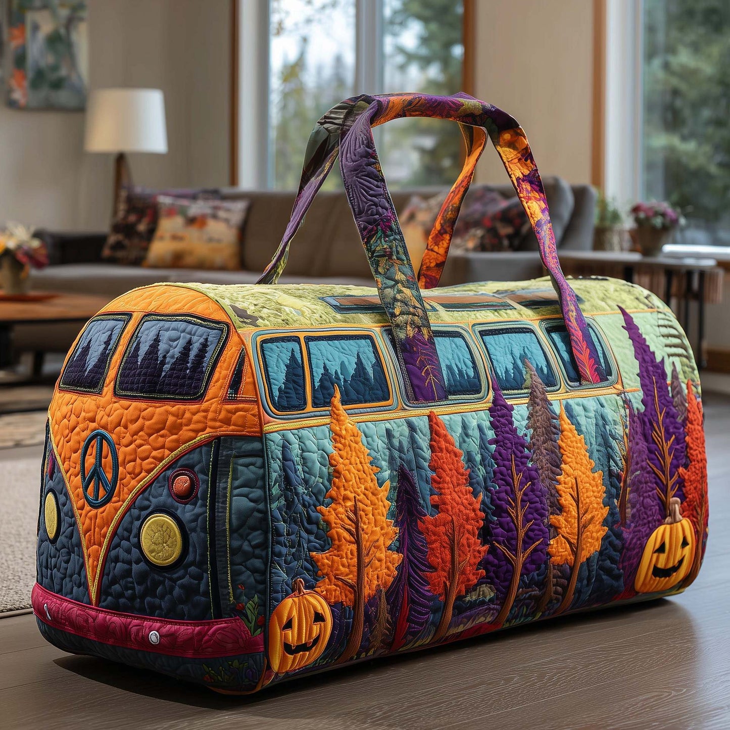 👜💐【(16x8x8) palců】Polstrovaná cestovní taška Hippie Van 4245126