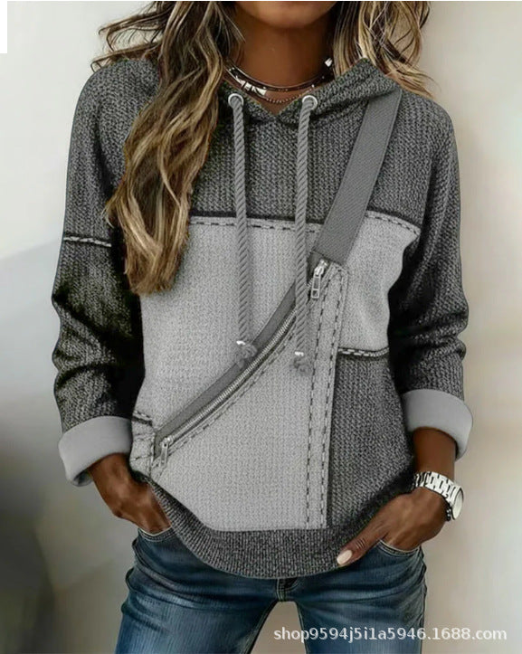 🎀🎀【S-5XL】Damska bluza z długim rękawem i kapturem z nadrukiem 4224542