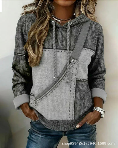 🎀🎀【S-5XL】Damska bluza z długim rękawem i kapturem z nadrukiem 4224542