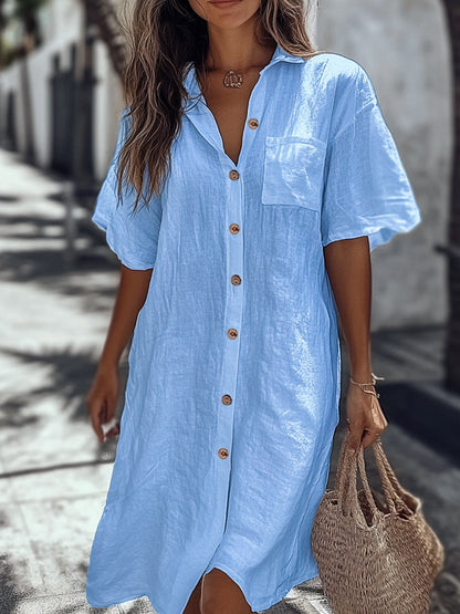 ☀️ Ležérní lněné košilové šaty pro horké letní dny | Pohodlí & Styl 👗