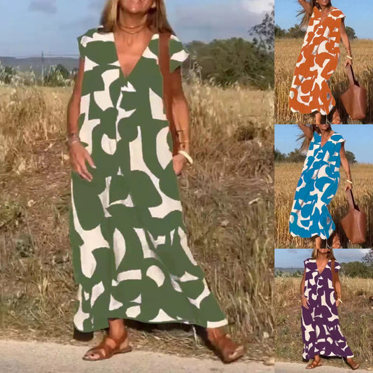 👗🔥【S-3XL】 Geometrické barevné bloky Ležérní dámské šaty