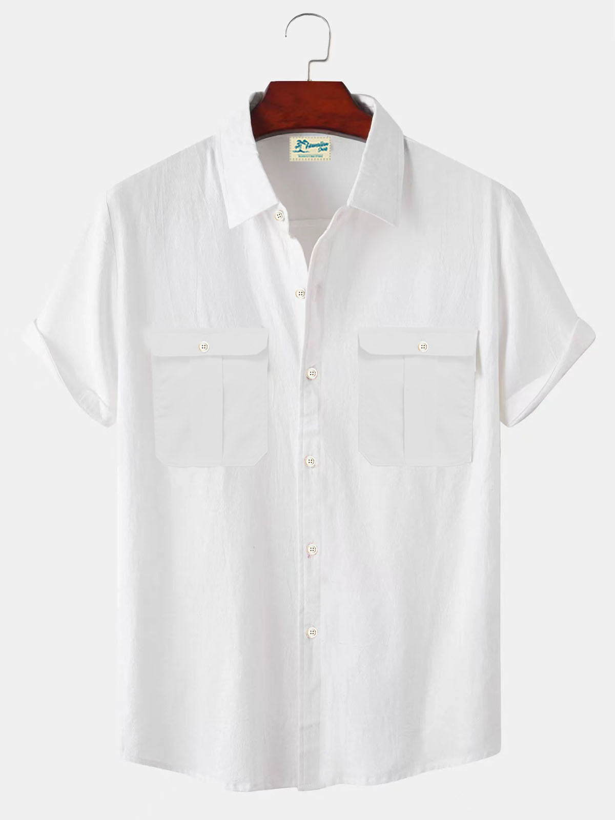 👔【M-5XL】Nová letní pánská jednobarevná lněná košile  4260147