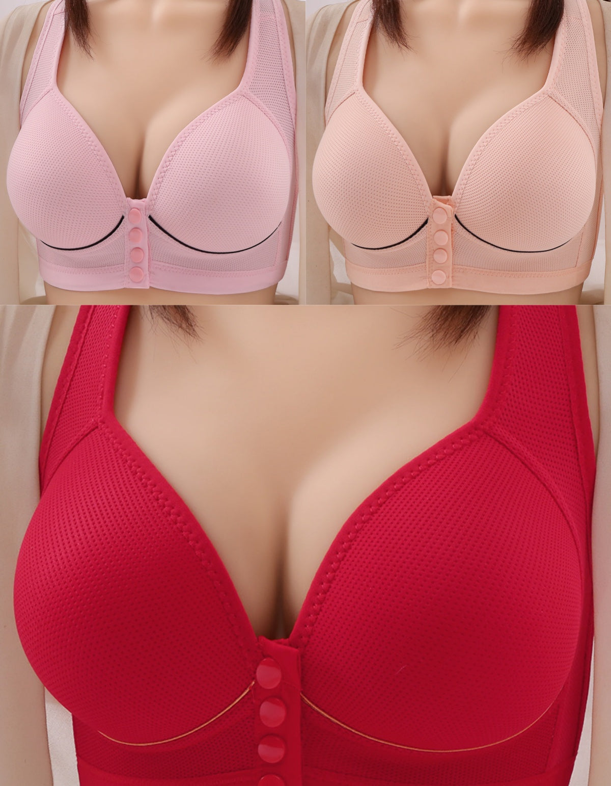 💥👙【3 kosi】[40–100 kg] Modrček brez žice, primeren za matere srednjih in starejših let, udoben in lahek, velikost modrčka