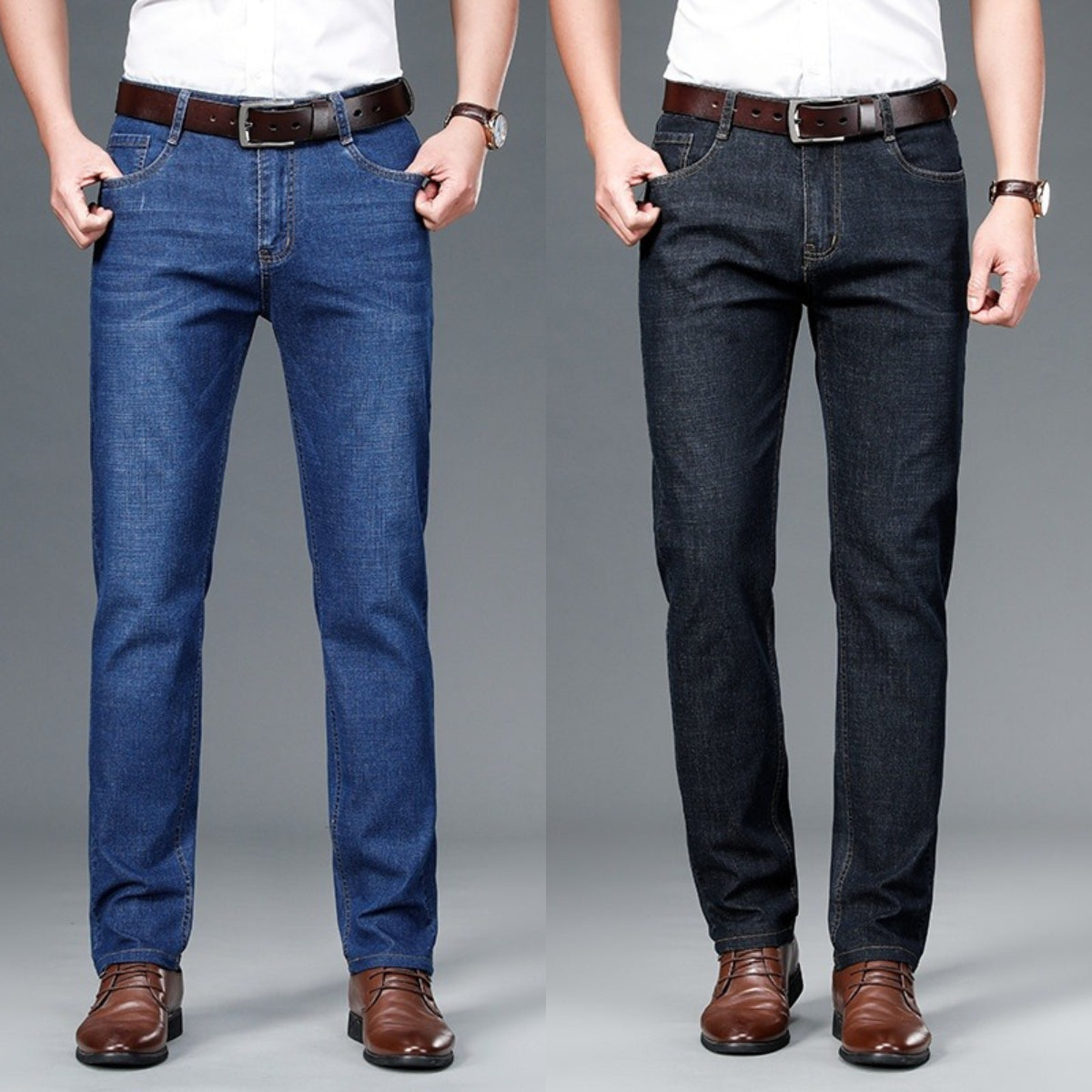 💥【60-110KG】👖  Egyszerű, laza és sokoldalú plus size férfi farmernadrágok