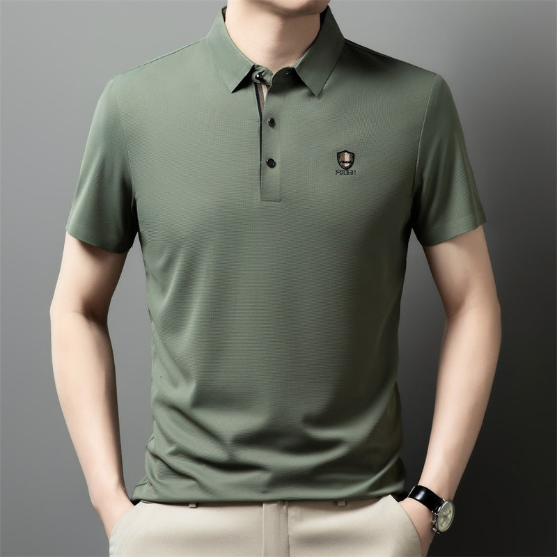 【M-4XL】Verano 2026 Nuevo polo casual con solapa de media manga de seda helada_4293662