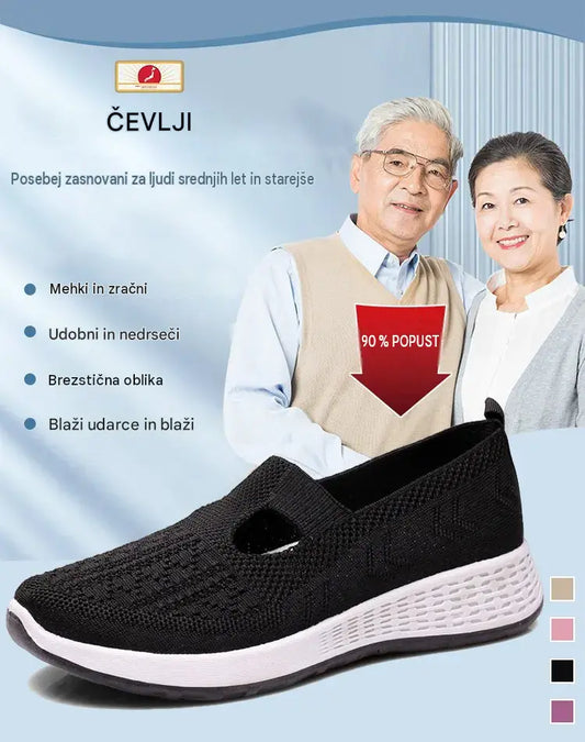 🌸🌸【Velikosti 36-41】Športni čevlji za ljudi srednjih let in starejše, s podplati iz mehke in zračne tkanine.