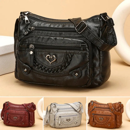 💐50 % POPUST! 🎁Ženska mehka torba čez telo iz umetnega materiala – več žepov za popolno organizacijo 👜🔑