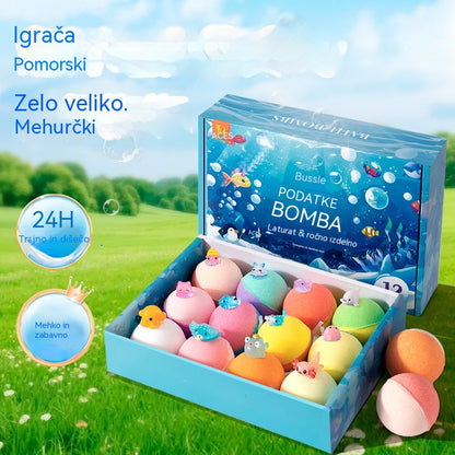 🛀💕12 kosov kroglic kopalne soli v obliki morskih živali (50 g/kroglica) za otroke.