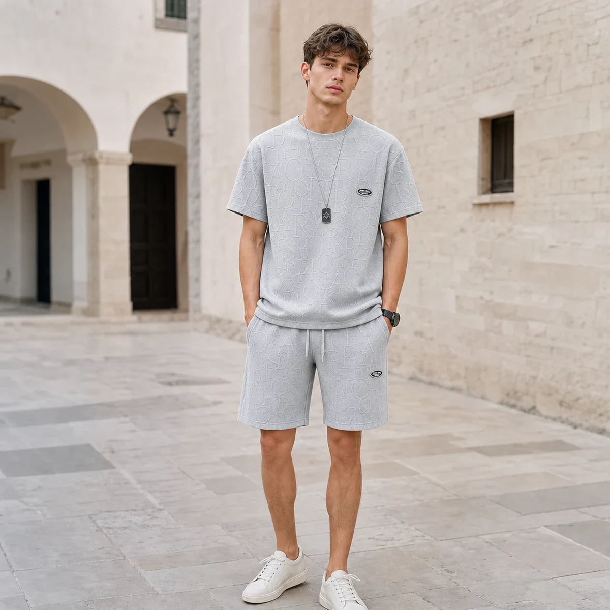 [M-5XL] Conjunto casual de dos piezas para hombre para verano: camiseta de manga corta + pantalones cortos