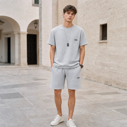 [M-5XL] Conjunto casual de dos piezas para hombre para verano: camiseta de manga corta + pantalones cortos