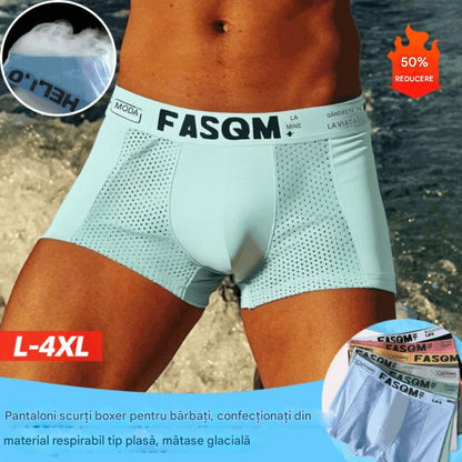 💥👍【6 piezas】Calzoncillos bóxer de malla transpirable de seda helada para hombre