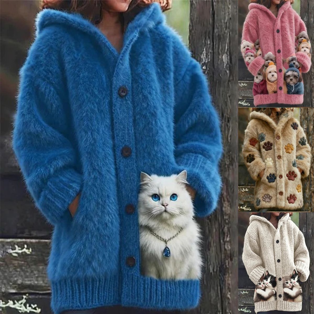 【S-5XL】Chaqueta con capucha y estampado animal para mujer, moderna y bonita. 4205828