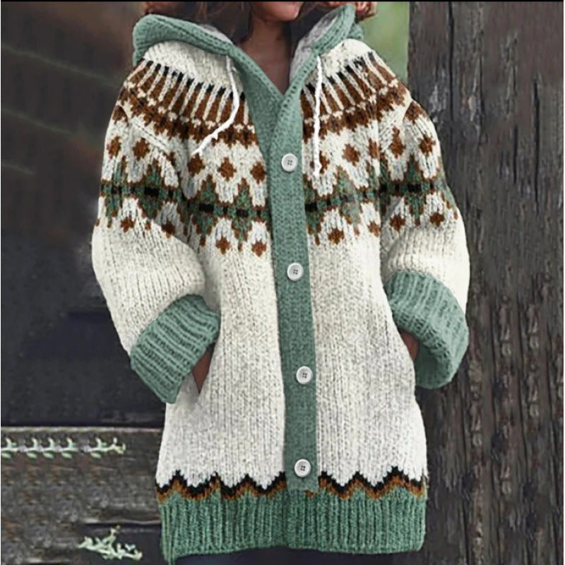 🔥🔥【S~5XL】✨Jesen/zima 2025 Nova elegantna barvita retro jakna s kapuco