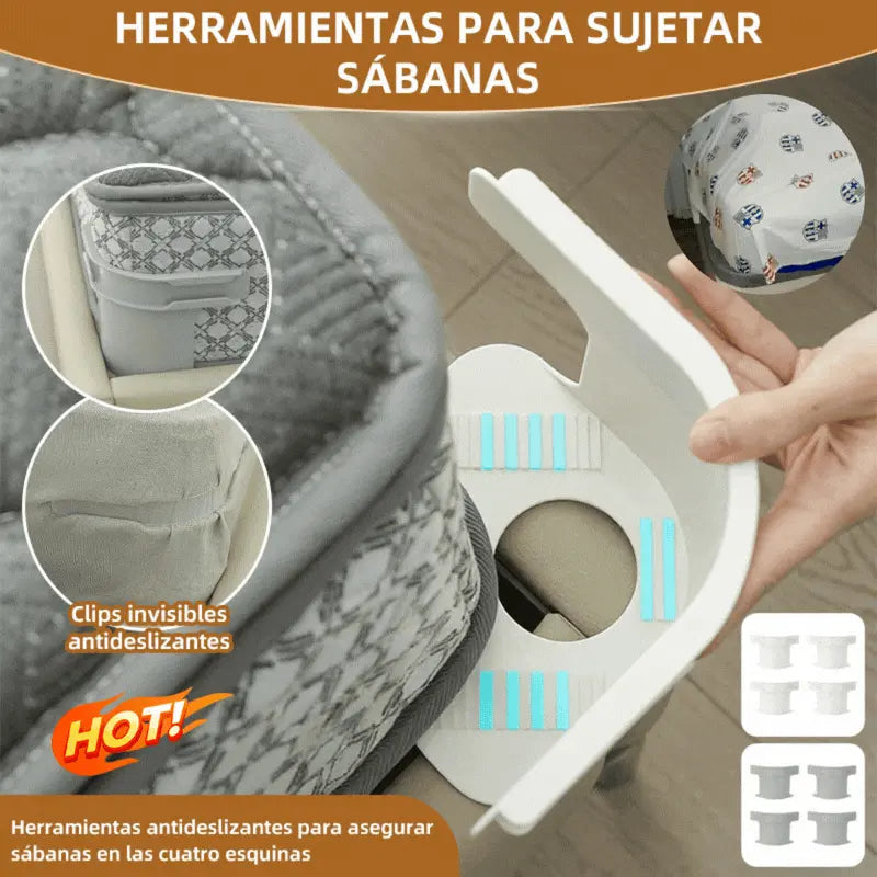 [4piezas]🧵🏠Sujetadores Invisibles para Sábanas – Sin Agujas, Antideslizantes y Fáciles de Usar