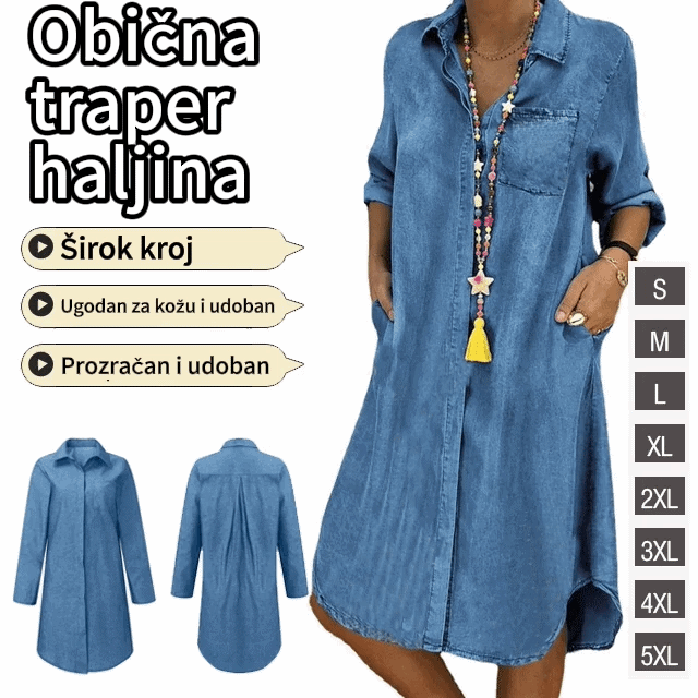 👘50% popusta🔥【40-120 kg】Ženska traper haljina za punije žene 2026., ležerna, ležerna haljina ✅Plaćanje pouzećem