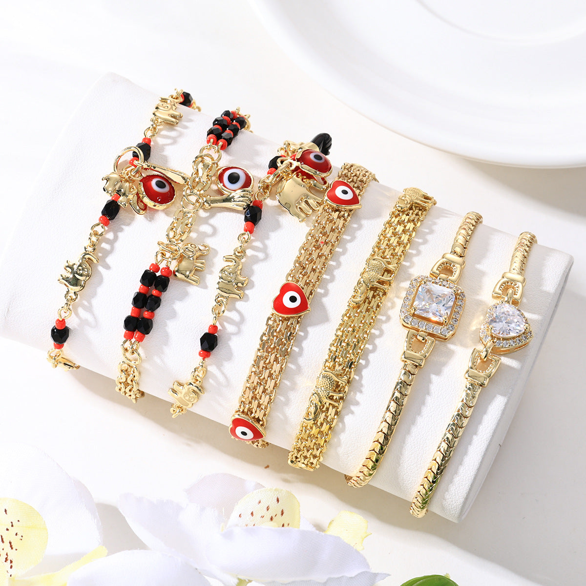 📿 ¡OFERTA POR TIEMPO LIMITADO CON UN 50% DE DESCUENTO! 🌀 Pulsera boho con amuletos y un elefante de la suerte: colgantes simbólicos, forma ajustable, baño de oro y 7 estilos ✨4292596