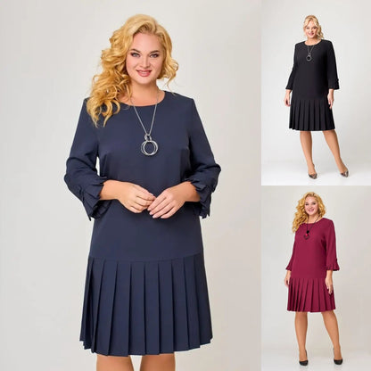 💌【Jesienna nowość🔥】【S-5XL】👗 Nowa, wysokiej jakości, elegancka sukienka w jednolitym kolorze_4214915