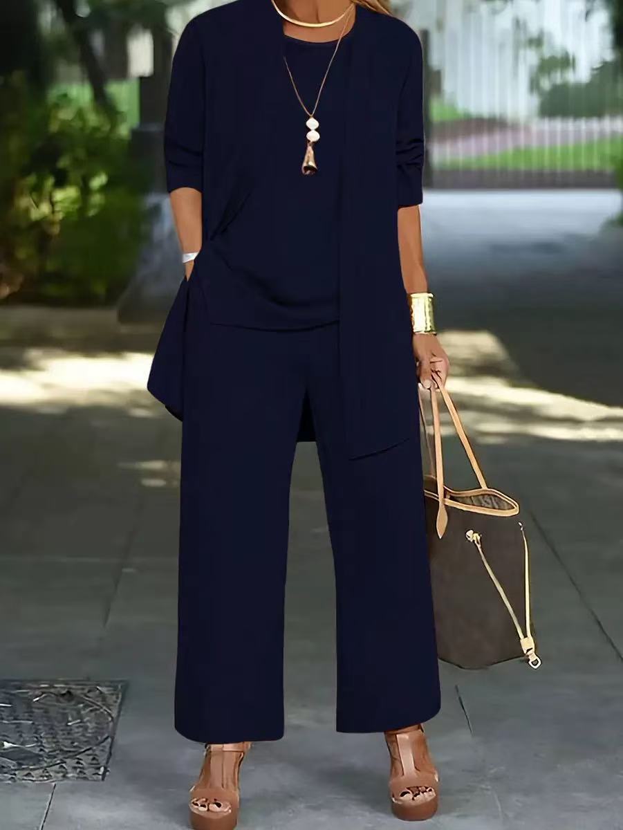 🧥Elegantni ženski komplet iz treh delov s širokim krojem🍂