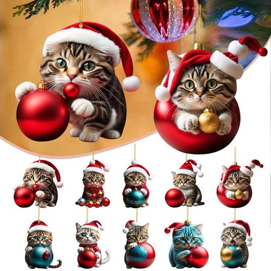 🐱🎄 10 kosov 😻 Božični okraski z motivi mačk – viseči okraski v obliki mačk