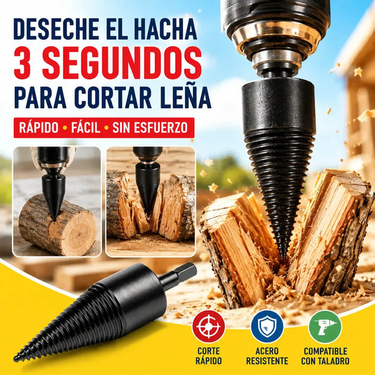 🔥【32 mm + 3 tipos de vástago】Broca divisora de leña de acero reforzado para taladro – Potente, rápida y sin esfuerzo