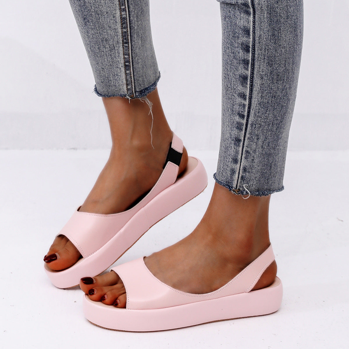 🔥【35-43】👡 Pohodlné dámské sandály z měkké kůže se silnou podrážkou 4245132