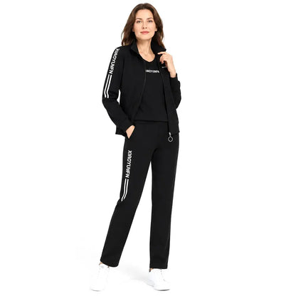 🌸¡Elegancia y máxima comodidad! Elegante conjunto deportivo de tres piezas para mujer (chaqueta con cremallera + camiseta + pantalón de chándal / Tallas: M-6XL). ✨