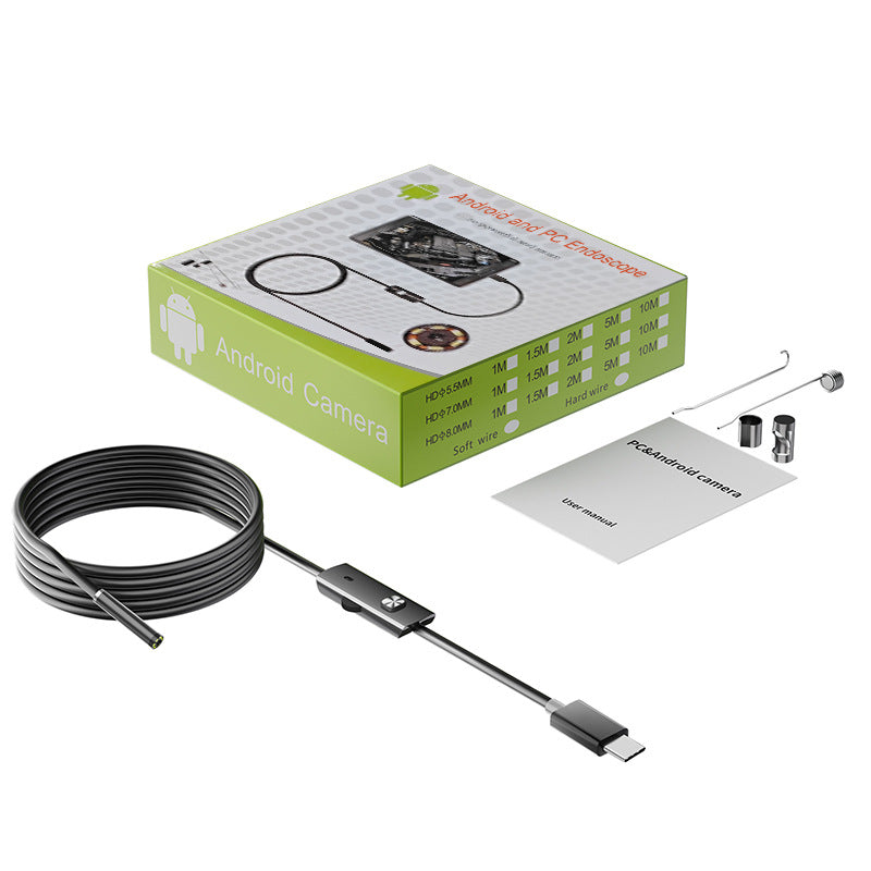 📱[5 m]Čisto nov 7-milimetrski industrijski endoskop z neposrednim priključkom kamere tipa C, združljiv s telefoni Android (vodoodporen endoskop)