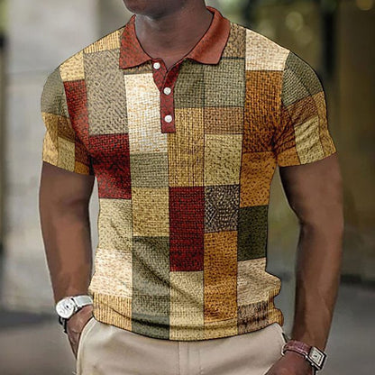 💥👕【S-5XL】Moška polo majica za prosti čas z geometrijskim potiskom 2026