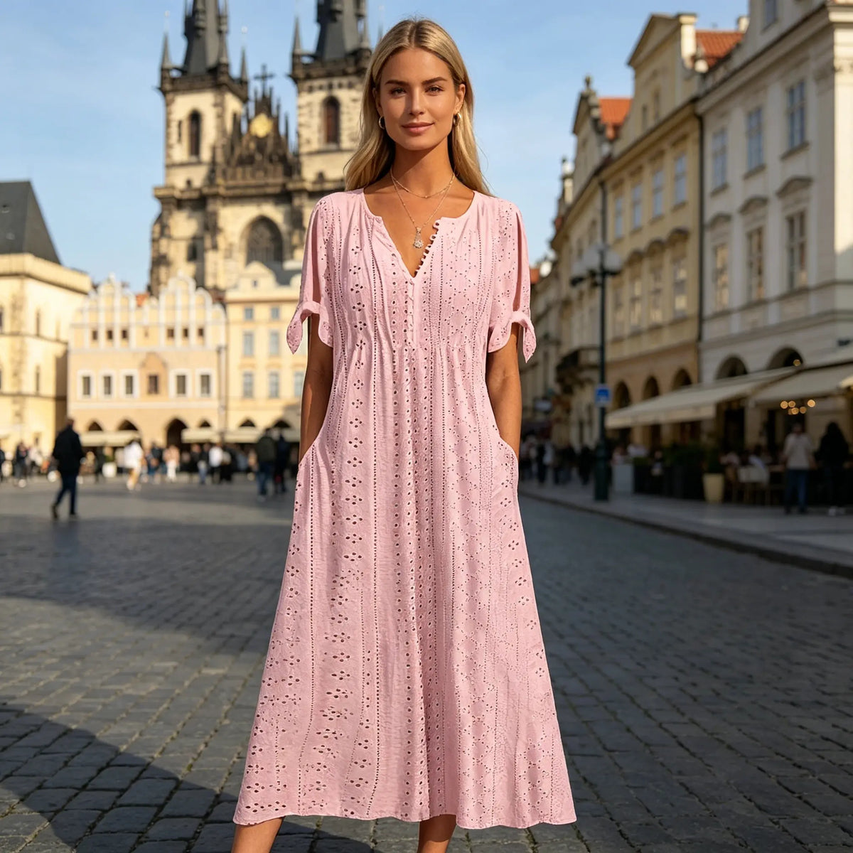 【🏆Nejprodávanější produkty】👗 Jednoduché a jemné jednobarevné šaty