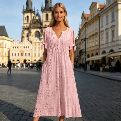 【🏆Nejprodávanější produkty】👗 Jednoduché a jemné jednobarevné šaty