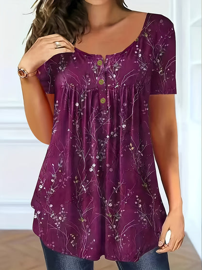 📢🦋Ženski naguban tunik s cvetličnim potiskom - eleganca, ki se giblje z vami.🌸