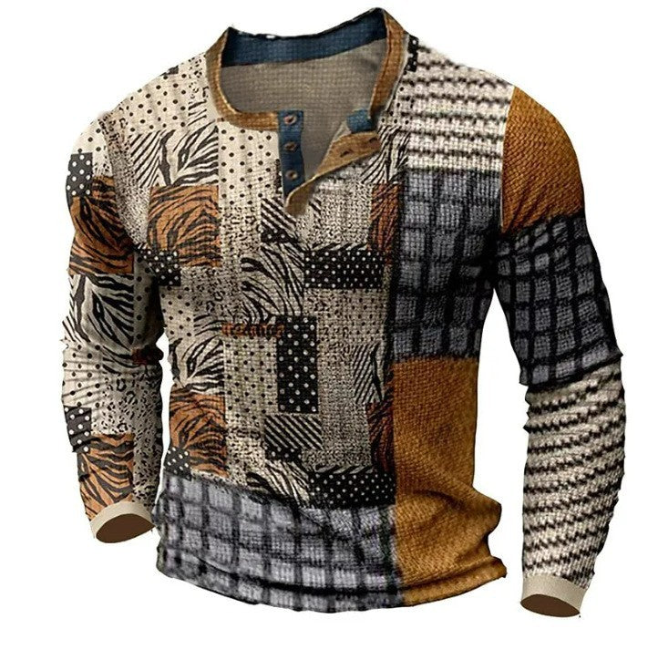 【S-4XL】Męska, jesienna, nowa, wygodna, długorękawa koszula z nadrukiem 4219390