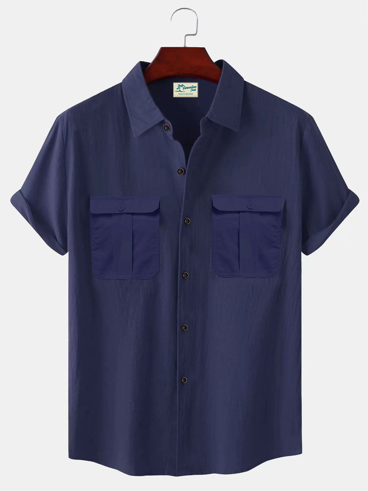 👔【M-5XL】Nová letní pánská jednobarevná lněná košile  4260147