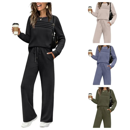 🔥【S-5XL】💖Ženski modni športno-ležerni komplet, visokokakovostna bombažna majica z dolgimi rokavi + hlače - E ✅️Plačilo ob dostavi