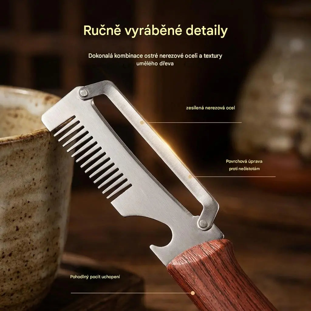 ✅Kupte 1, dostanete 1 zdarma (2 položky) 🧅🔪 Multifunkční kuchyňská škrabka 3 v 1: Loupejte, krájejte a otevírejte lahve! 🔥
