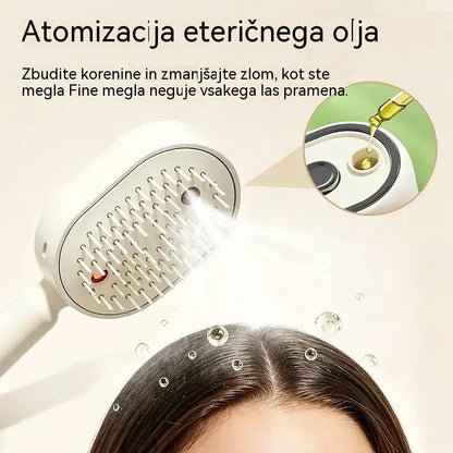 Električni razpršilec z masažnim glavnikom z zračno blazino