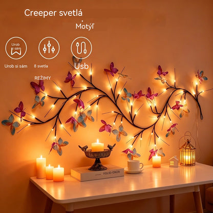 ✨ Prilagodljive LED lučke v obliki vzpenjajoče se veje z metulji - ustvarite čarobno in prijetno vzdušje v vašem domu 🦋💡