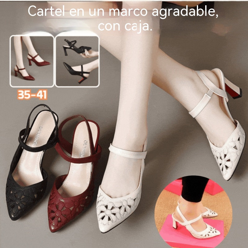 🥰Precio más bajo por tiempo limitado🔥【35-41】Cómodos tacones altos de color liso con punta afilada