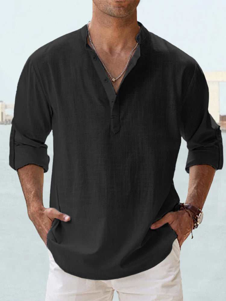 👕🤩【S-5XL】Pánské tričko s dlouhým rukávem, materiál bavlna/lněné vlákno 4252289