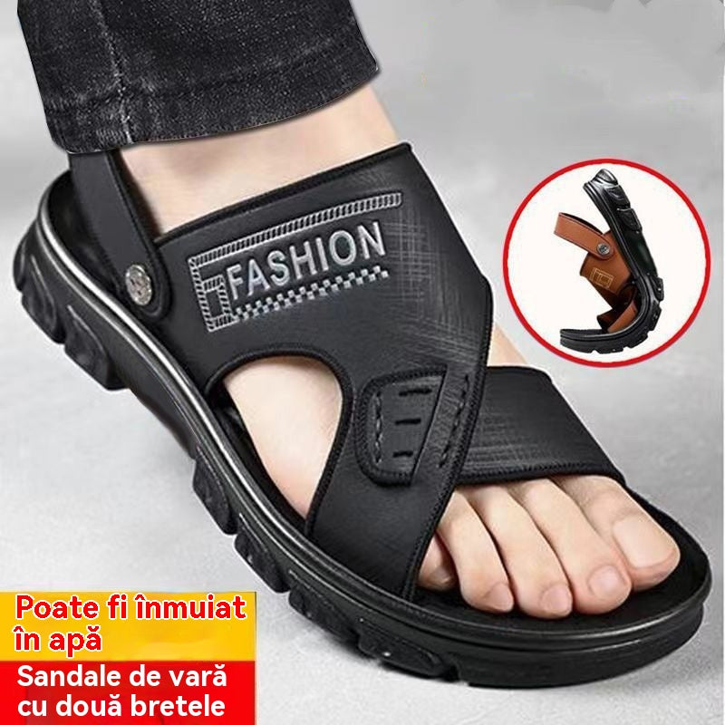 🐂2026【50% sleva】【38-47】Nové pánské kožené plážové sandály s tlustou podrážkou